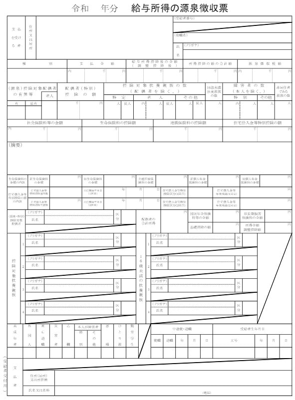 日本政策金融公庫-創業融資-源泉徴収票見本