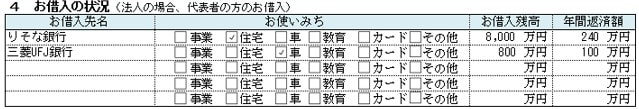 企業概要書-お借入の状況