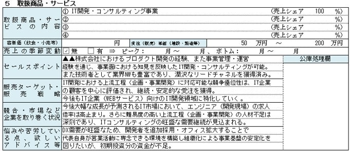 企業概要書-取扱商品・サービス