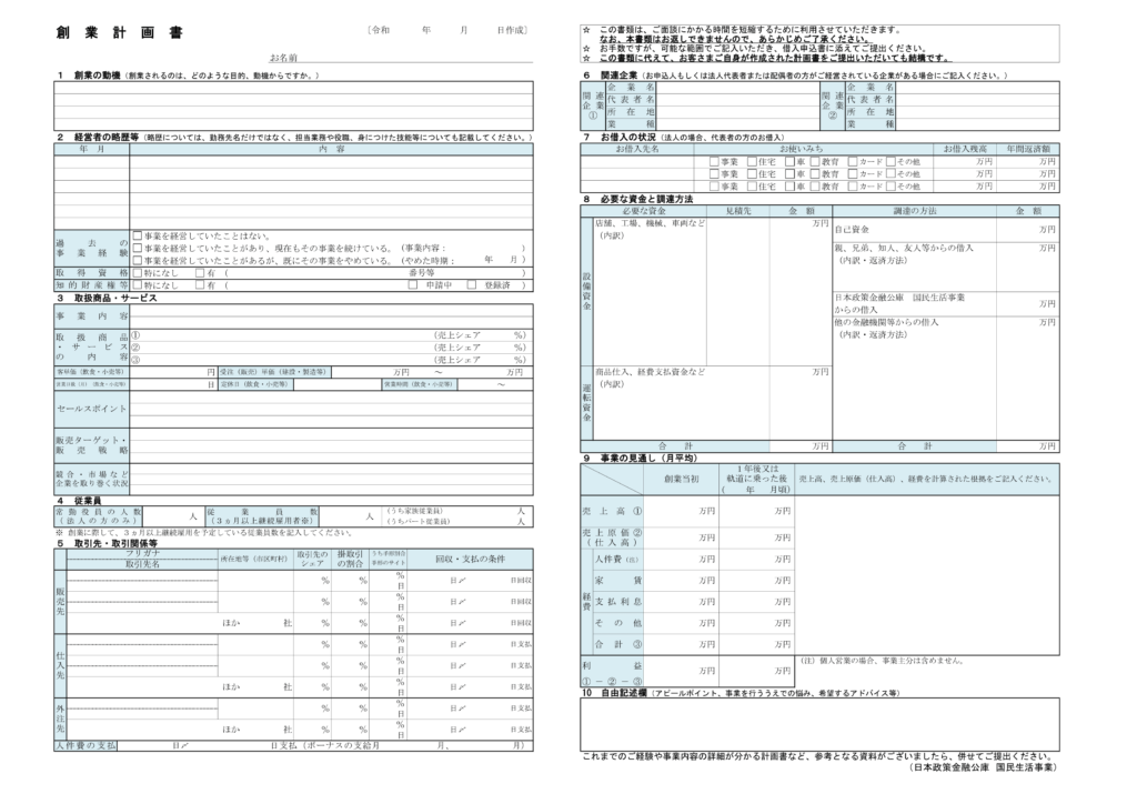 創業計画書